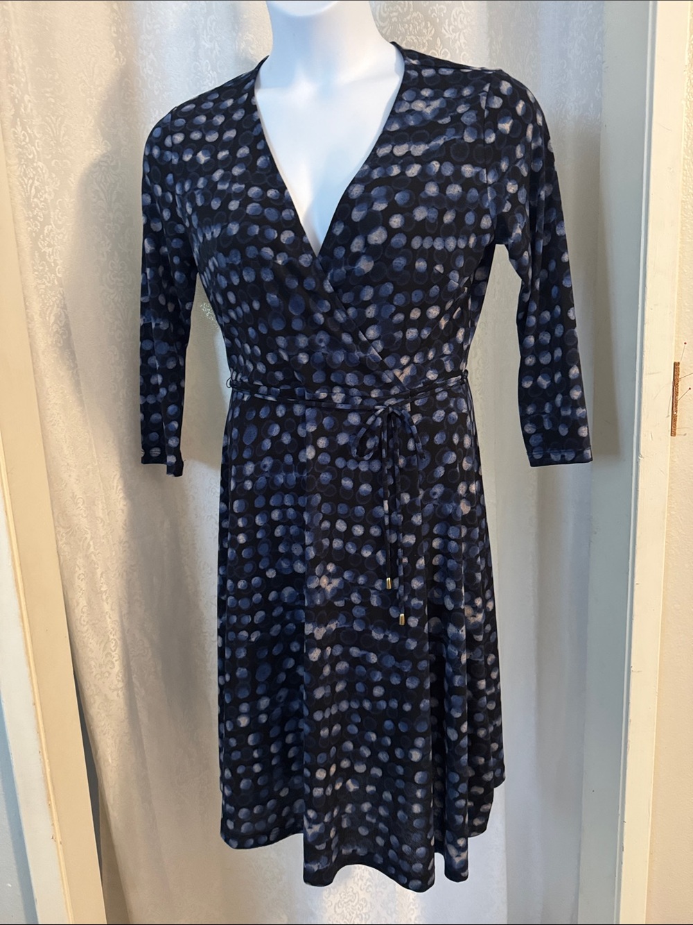 H&M Women’s Navy Blue Polka Dot Dress Sz: M